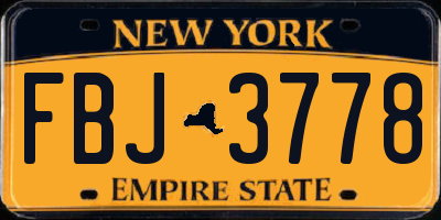 NY license plate FBJ3778