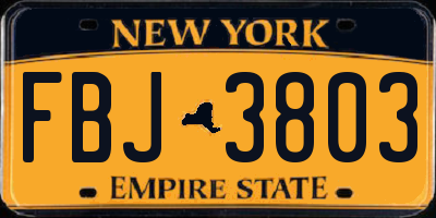 NY license plate FBJ3803