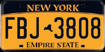 NY license plate FBJ3808