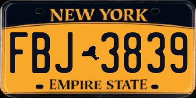 NY license plate FBJ3839