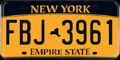 NY license plate FBJ3961