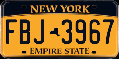 NY license plate FBJ3967