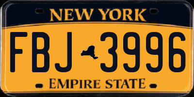NY license plate FBJ3996