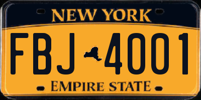 NY license plate FBJ4001