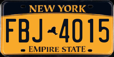 NY license plate FBJ4015