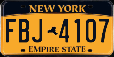 NY license plate FBJ4107