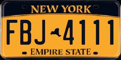 NY license plate FBJ4111