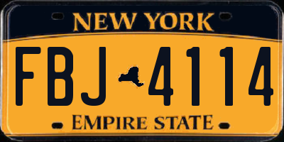 NY license plate FBJ4114