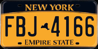 NY license plate FBJ4166