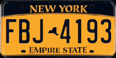 NY license plate FBJ4193