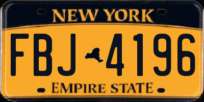 NY license plate FBJ4196