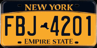 NY license plate FBJ4201