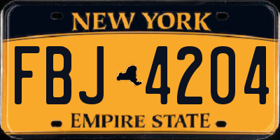 NY license plate FBJ4204