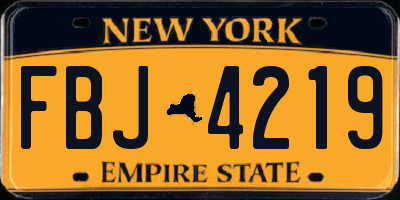 NY license plate FBJ4219