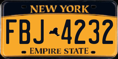 NY license plate FBJ4232