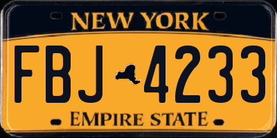 NY license plate FBJ4233