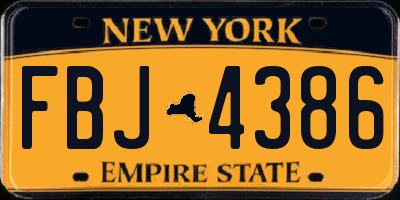 NY license plate FBJ4386
