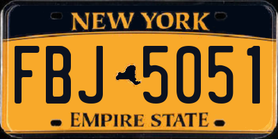 NY license plate FBJ5051