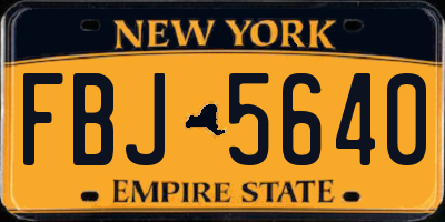 NY license plate FBJ5640