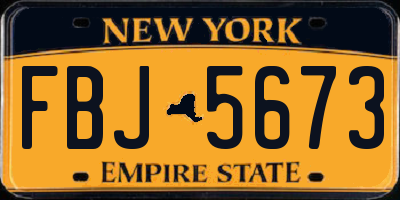NY license plate FBJ5673