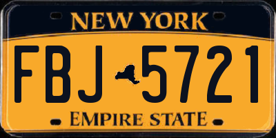 NY license plate FBJ5721