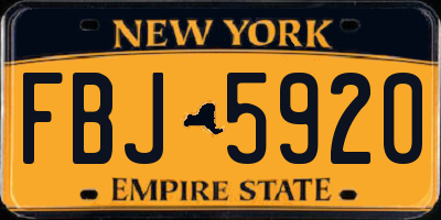 NY license plate FBJ5920