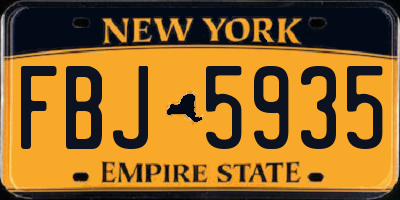 NY license plate FBJ5935