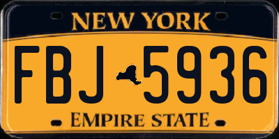 NY license plate FBJ5936