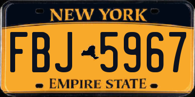 NY license plate FBJ5967