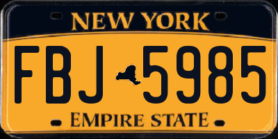 NY license plate FBJ5985