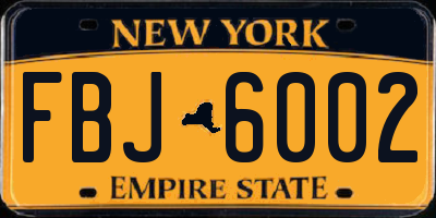 NY license plate FBJ6002