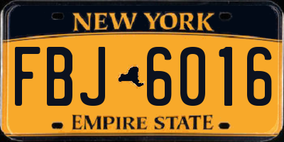 NY license plate FBJ6016