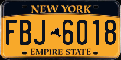 NY license plate FBJ6018