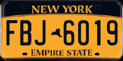 NY license plate FBJ6019