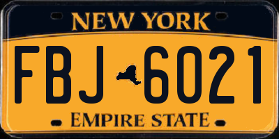 NY license plate FBJ6021