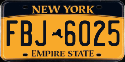 NY license plate FBJ6025