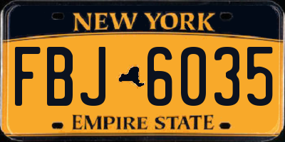 NY license plate FBJ6035