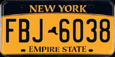 NY license plate FBJ6038