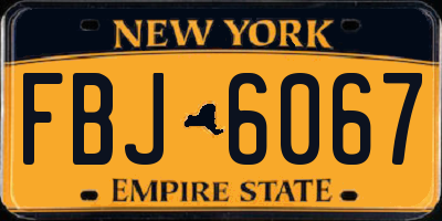 NY license plate FBJ6067