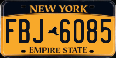 NY license plate FBJ6085
