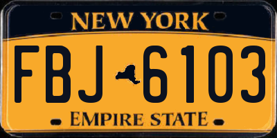 NY license plate FBJ6103