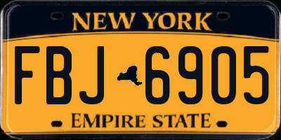 NY license plate FBJ6905