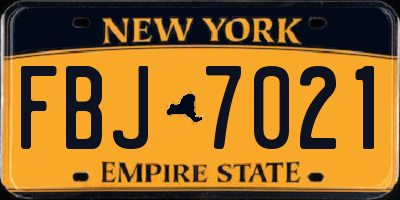 NY license plate FBJ7021