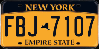 NY license plate FBJ7107