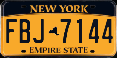 NY license plate FBJ7144