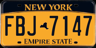 NY license plate FBJ7147