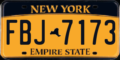 NY license plate FBJ7173
