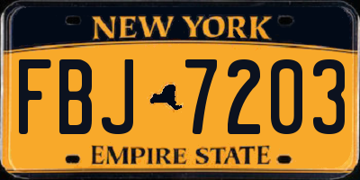 NY license plate FBJ7203