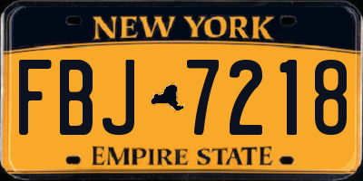 NY license plate FBJ7218