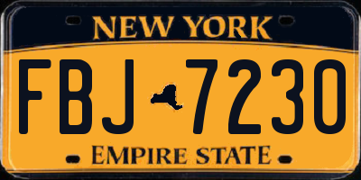 NY license plate FBJ7230